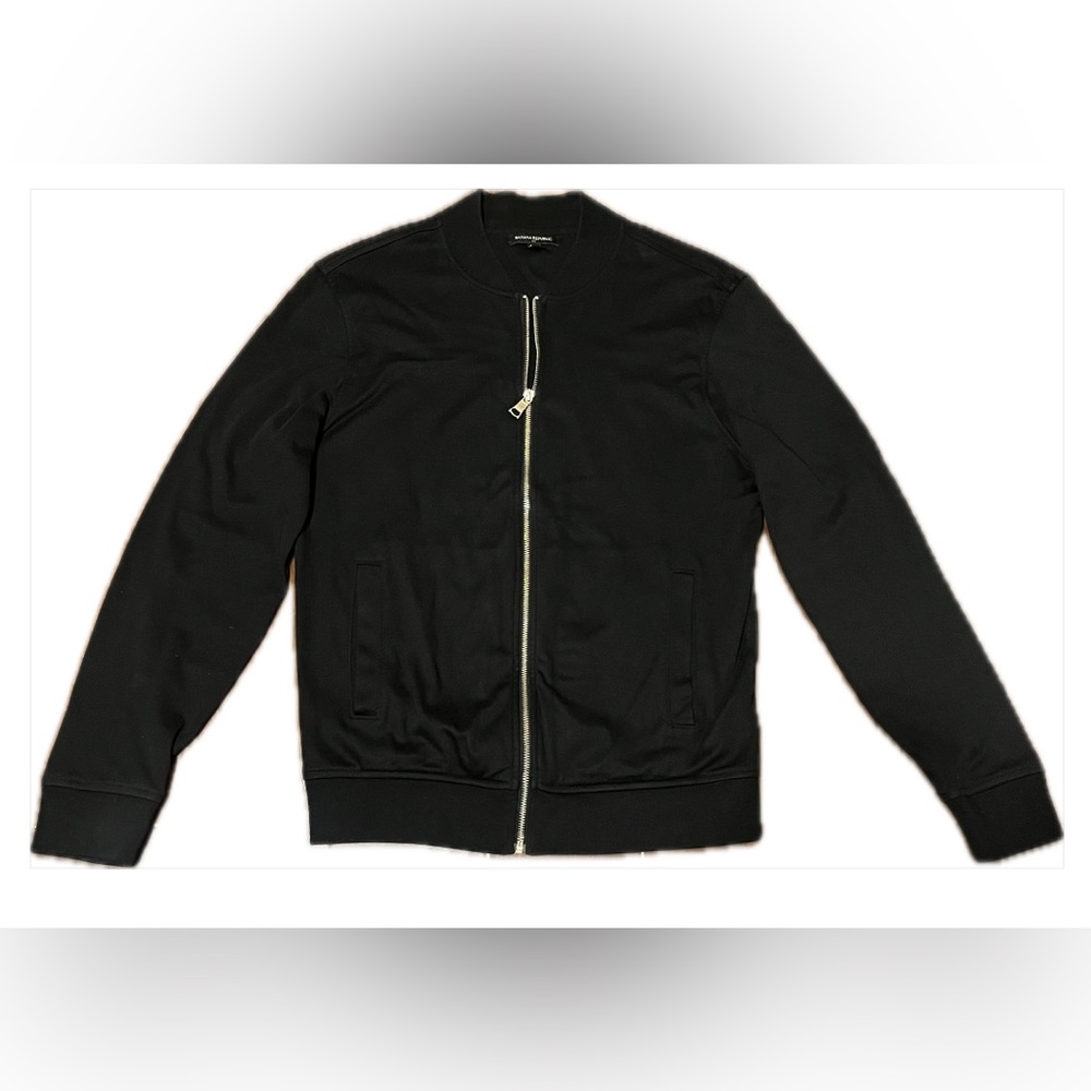 Banana Republic Dress Black zip up lightweight Bomber, Size Medium